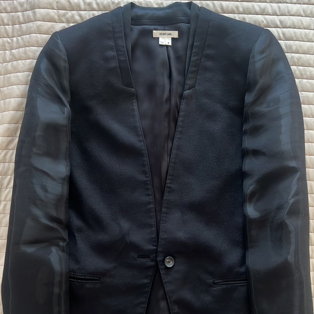 Helmut Lang blazer with silk sleeve and collar trim